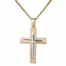 Δίχρωμος σταυρός με αλυσίδα Κ14 για βάπτιση 034782C