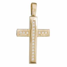 Σταυρός βάπτισης από χρυσό Κ14 με λευκά ζιργκόν 034795