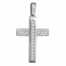Βαπτιστικός σταυρός για κορίτσι από λευκόχρυσο Κ14 με ζιργκόν 034796