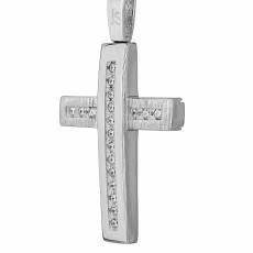 Βαπτιστικός σταυρός για κορίτσι από λευκόχρυσο Κ14 με ζιργκόν 034796
