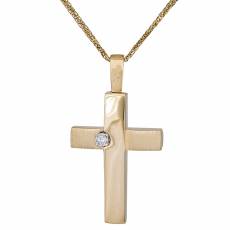 Χρυσός βαπτιστικός σταυρός για κορίτσι Κ14 σετ με αλυσίδα 034801C