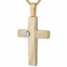 Χρυσός βαπτιστικός σταυρός για κορίτσι Κ14 σετ με αλυσίδα 034801C