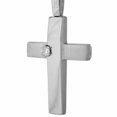 Γυναικείος λευκόχρυσος σταυρός 14 καρατίων με ζιργκονάκι 034802