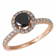 Δαχτυλίδι pink gold K18 με μαύρο διαμάντι και μπριγιάν 034850