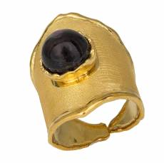 Επίχρυσο ζαγρέ δαχτυλίδι 925 Black Bead 035010