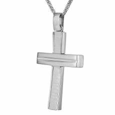Βαπτιστικός σταυρός για αγόρι από λευκόχρυσο Κ14 με αλυσίδα 035041C
