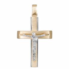 Χειροποίητος δίχρωμος σταυρός με τον Εσταυρωμένο Κ14 035042