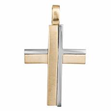 Ανδρικός σταυρός αρραβώνα από χρυσό και λευκόχρυσο Κ14 035046