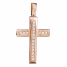 Βαπτιστικός σταυρός για κοριτσάκι σε pink gold Κ14 με λευκά ζιργκόν 035051