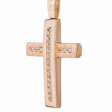 Βαπτιστικός σταυρός για κοριτσάκι σε pink gold Κ14 με λευκά ζιργκόν 035051
