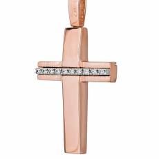 Βαπτιστικός σταυρός για κοριτσάκι από ροζ gold και λευκόχρυσο Κ14 035052