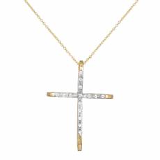 Γυναικείο χρυσό κολιέ Κ14 σταυρός σε φιογκάκι 035167