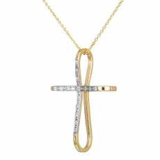 Γυναικείο χρυσό κολιέ Κ14 σταυρός σε φιογκάκι 035167