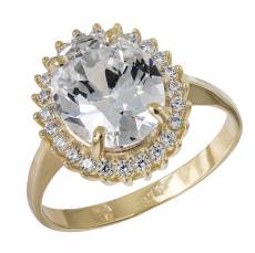 Γυναικείο δαχτυλίδι ροζέτα με ζιργκόν σε χρυσό Κ9 035173
