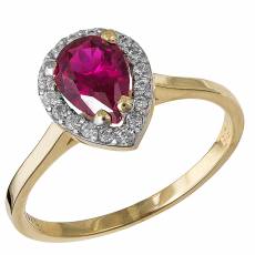 Γυναικείο χρυσό δαχτυλίδι Κ9 ροζέτα με κόκκινο ζιργκόν 035176