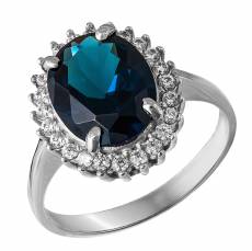 Λευκόχρυσο δαχτυλίδι ροζέτα Κ14 London Blue 035179