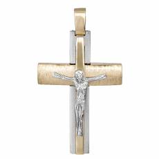 Ανδρικός σταυρός αρραβώνα με το Χριστό σε διχρωμία Κ14 035281