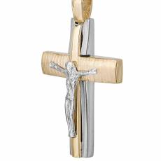 Ανδρικός σταυρός αρραβώνα με το Χριστό σε διχρωμία Κ14 035281