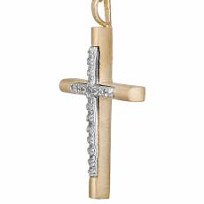 Βαπτιστικός σταυρός σε διχρωμία Κ14 με λευκά ζιργκόν 035289