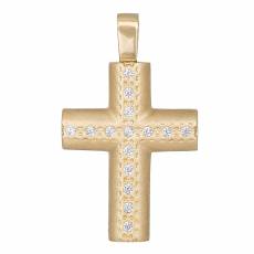Βαπτιστικός σταυρός για κοριτσάκι από χρυσό Κ14 με ζιργκόν 035303