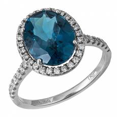 Λευκόχρυσο δαχτυλίδι ροζέτα Κ18 Blue Topaz με μπριγιάν 035309