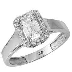 Γυναικείο δαχτυλίδι ροζέτα σε λευκόχρυσο Κ14 με ζιργκόν 035346