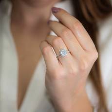 Λευκόχρυσο δαχτυλίδι ροζέτα Κ14 με ορθογώνιο ζιργκόν 035347