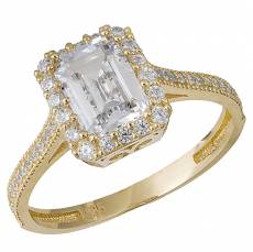 Χρυσό γυναικείο δαχτυλίδι Κ14 με ορθογώνια ροζέτα 035348