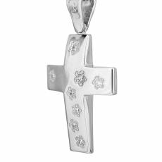 Βαπτιστικός σταυρός για κοριτσάκι Κ14 λουλουδάκια με ζιργκόν 035368