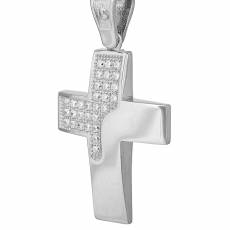 Βαπτιστικός σταυρός για κορίτσι από λευκόχρυσο Κ14 με ζιργκόν 035369