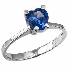Μονόπετρο δαχτυλίδι Κ14 με μπλε ζιργκόν καρδούλα 035502