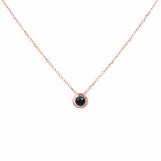 Ροζ gold γυναικείο κολιέ με μαύρο διαμάντι Κ18 038880