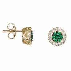 Γυναικεία χρυσά σκουλαρίκια Κ14 με πράσινα ζιργκόν 035573