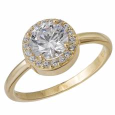 Χρυσό δαχτυλίδι με στρογγυλή ροζέτα Κ14 και ζιργκόν 035629