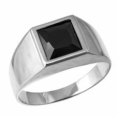 Δαχτυλίδι λευκόχρυσο με μαύρη πέτρα ζιργκόν Κ14 035655