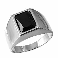 Ανδρικό λευκόχρυσο δαχτυλίδι Κ14 με ορθογώνιο ζιργκόν 035656