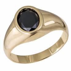 Χρυσό δαχτυλίδι Κ14 με μαύρο οβάλ ζιργκόν 035658