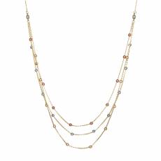 Triple necklace chain Κ14 με 3D μπίλιες 035675