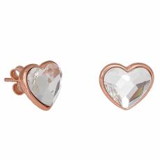 Καρφωτά ασημένια σκουλαρίκια 925 Pink Gold Hearts 035730