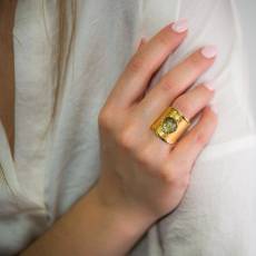 Γυναικείο δαχτυλίδι επίχρυσο 925 με Λαμπραντορίτη 035752