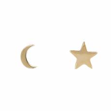 Χρυσά σκουλαρίκια παιδικά Κ9 αστέρι- φεγγάρι 035790