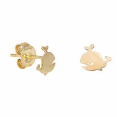 Χρυσά παιδικά σκουλαρίκια Κ14 φάλαινα 036053