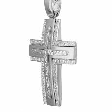 Λευκόχρυσος βαπτιστικός σταυρός Κ9 με ζιργκόν 035866