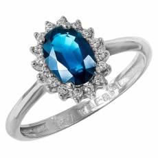 Λευκόχρυσο δαχτυλίδι ροζέτα Κ9 London Blue 035913