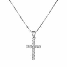 Γυναικείος λευκόχρυσος σταυρός Κ18 με διαμάντια μπριγιάν 035923C