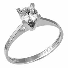 Λευκόχρυσο δαχτυλίδι μονόπετρο με καρδούλα 14 καρατίων 035943