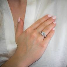 Λευκόχρυσο δαχτυλίδι με ροζέτα από ζιργκόν Κ14 035953