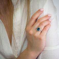 Δαχτυλίδι ροζέτα από λευκόχρυσο Κ18 London Blue Topaz 036113