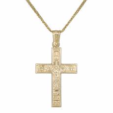 Βαπτιστικός σταυρός με αλυσίδα σε χρυσό Κ14 διπλής όψης 036132C