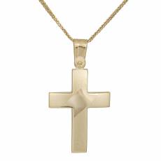Χρυσός ανδρικός σταυρός με αλυσίδα Κ14 036142C